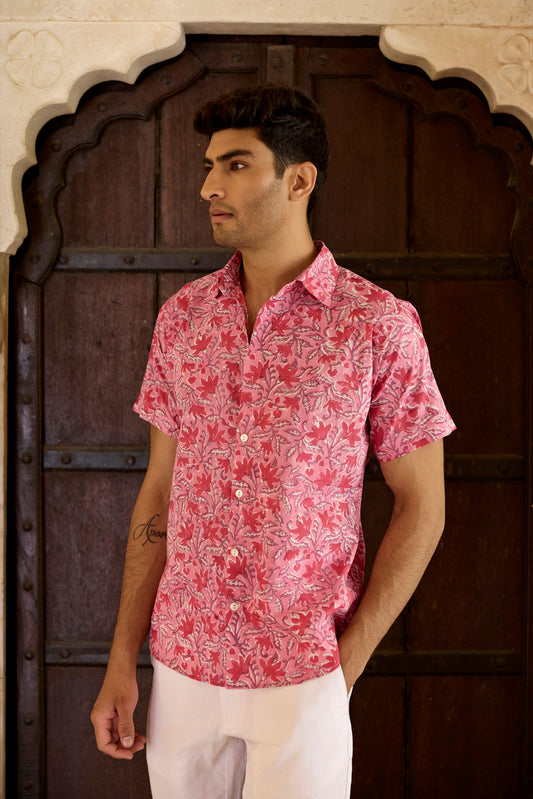 Jaipur Pink Cotton Men Shirt