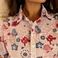 Blue & Red Floral Print Women Shirt