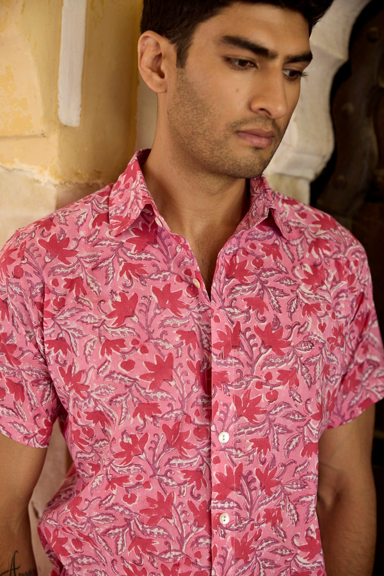 Jaipur Pink Cotton Men Shirt