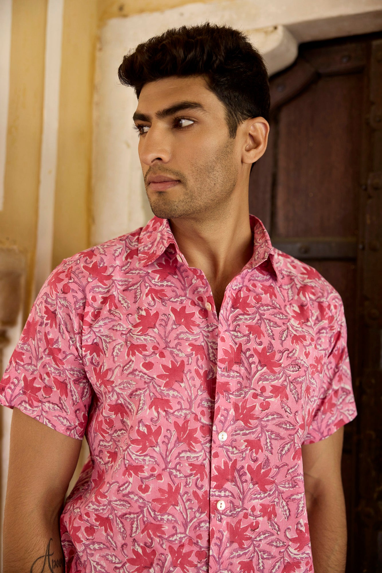 Jaipur Pink Cotton Men Shirt