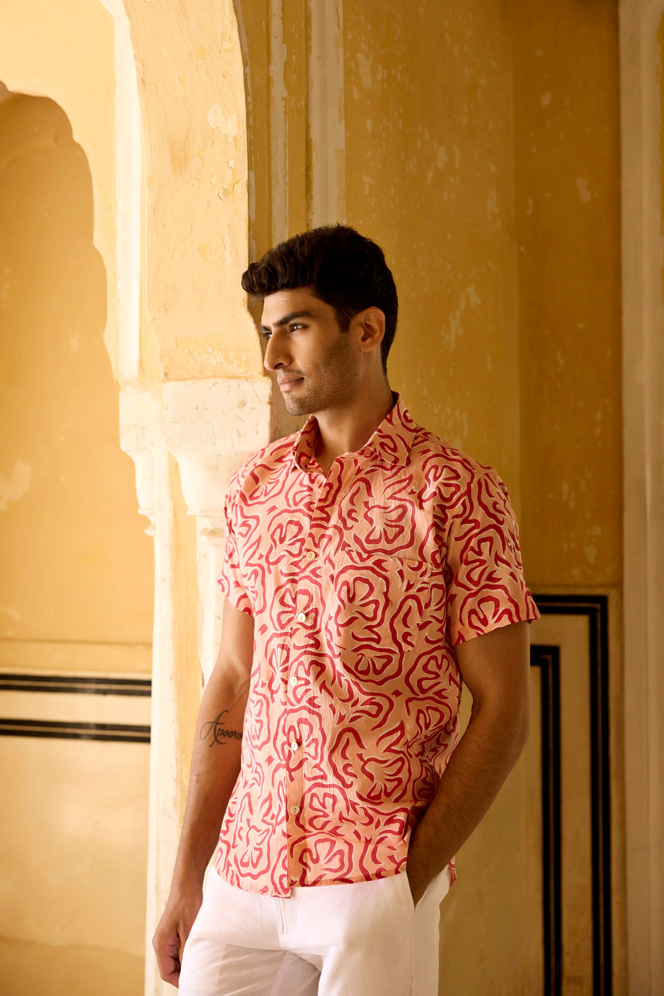 Pink Abstract Men Shirt