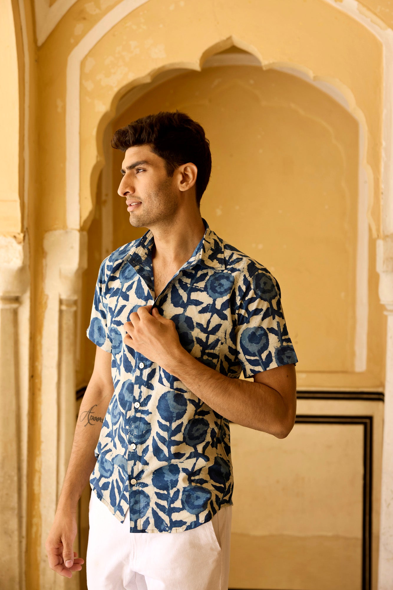 Indigo Flower Men Shirt