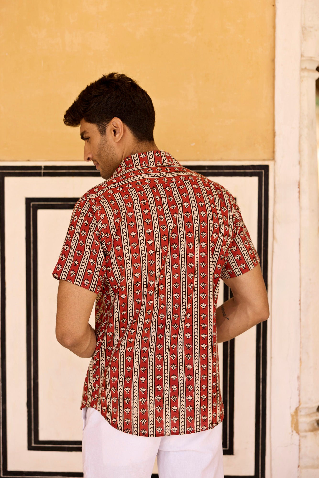 Rust Lotus Cotton Men Shirt