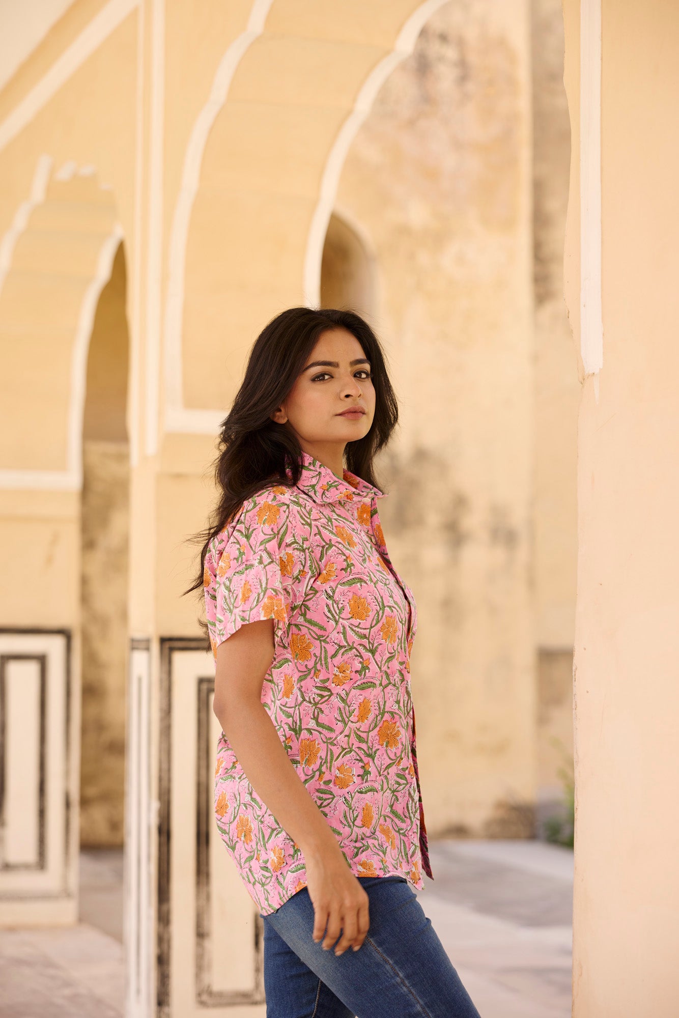 Floral Jaal Cotton Women Shirt