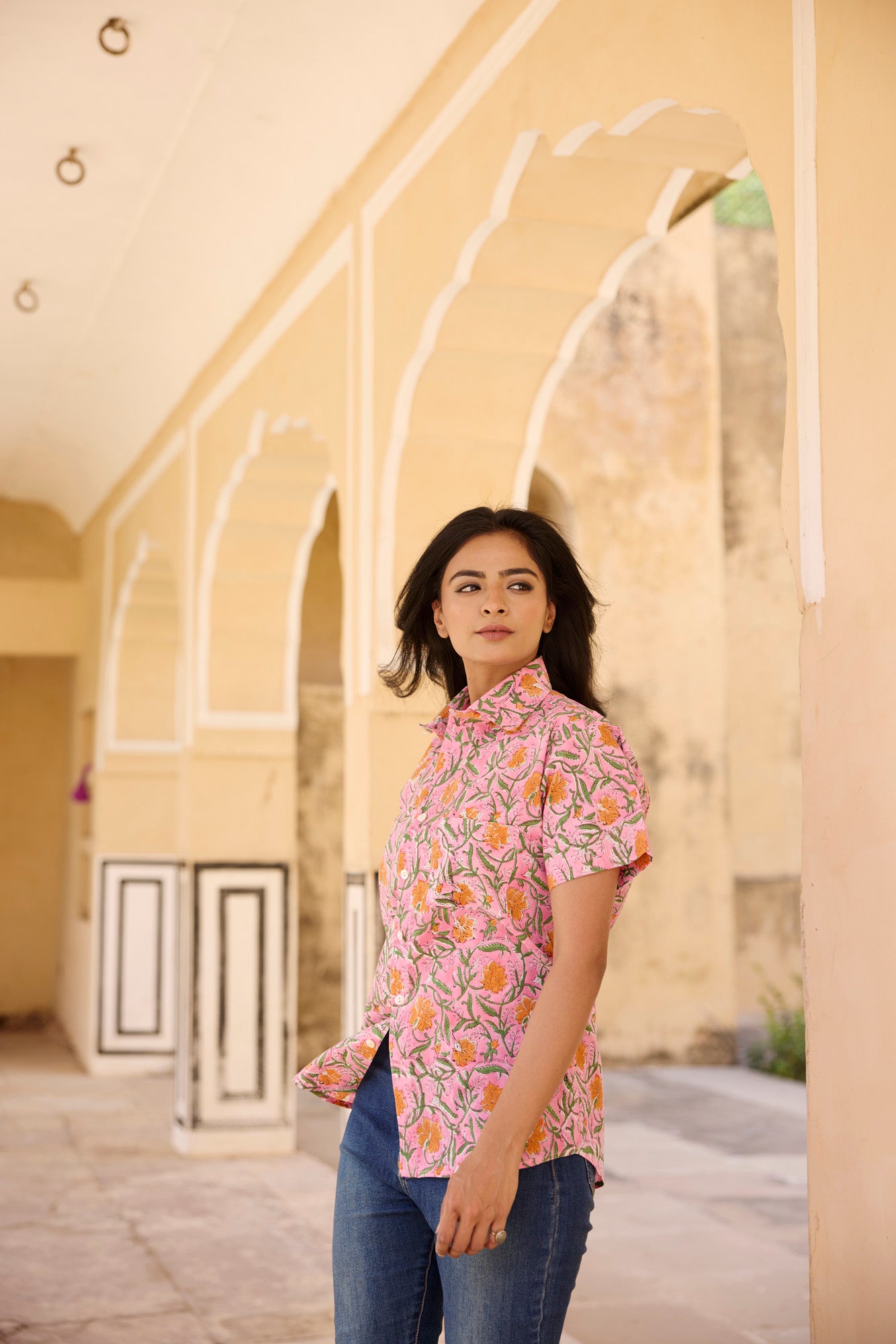 Floral Jaal Cotton Women Shirt