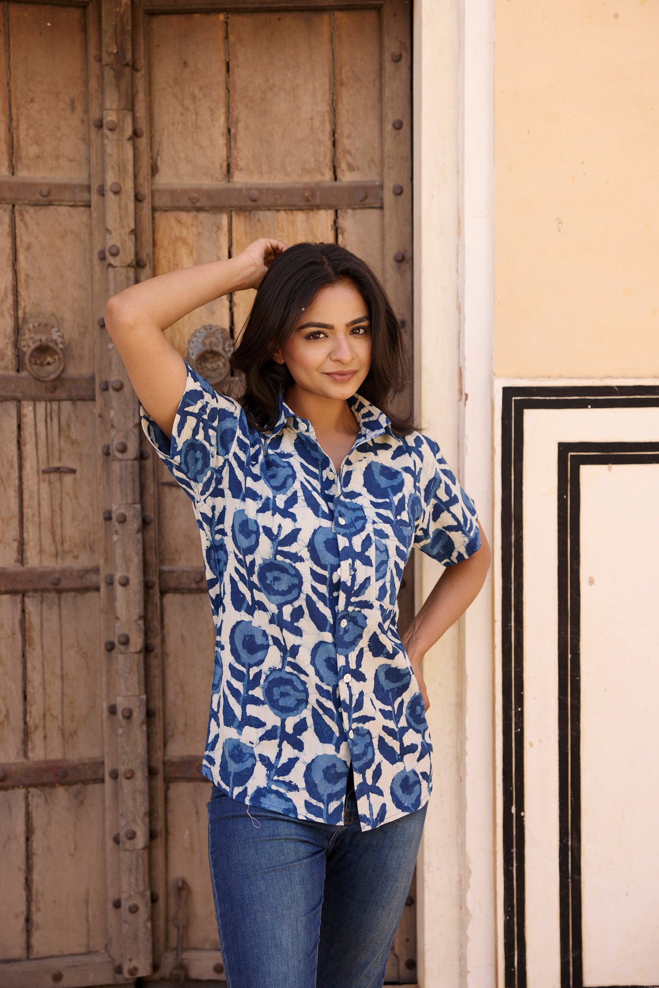 Indigo Flower Women Shirt