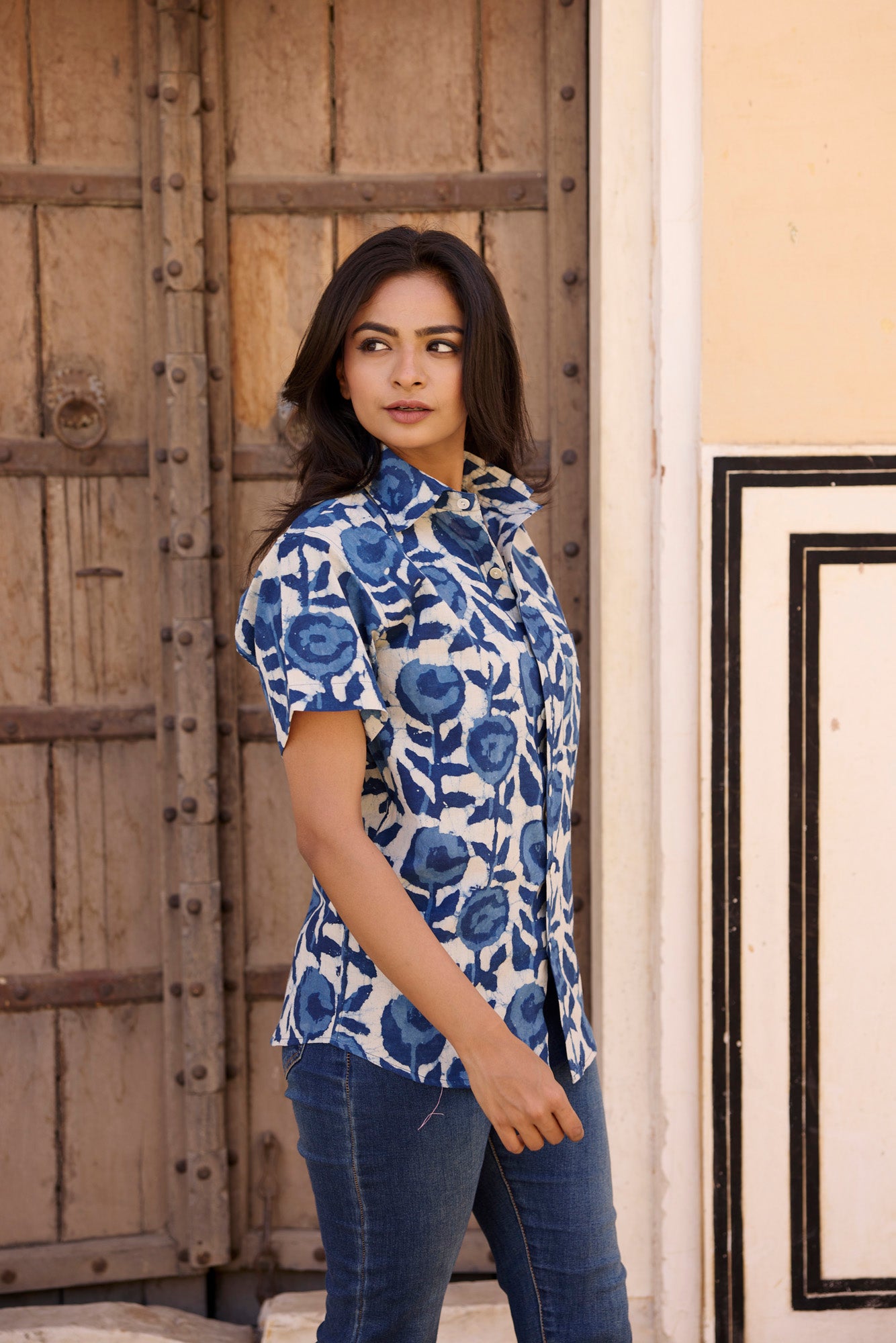 Indigo Flower Women Shirt