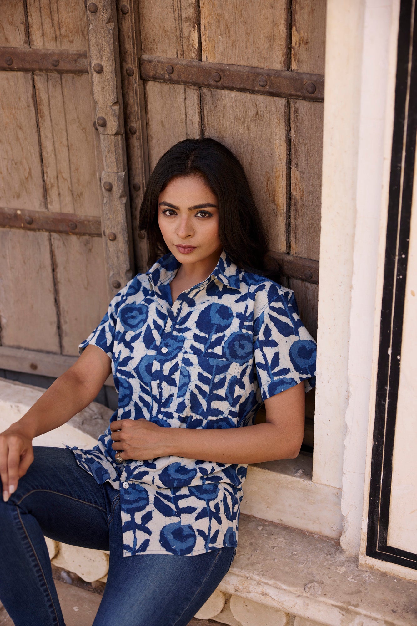 Indigo Flower Women Shirt