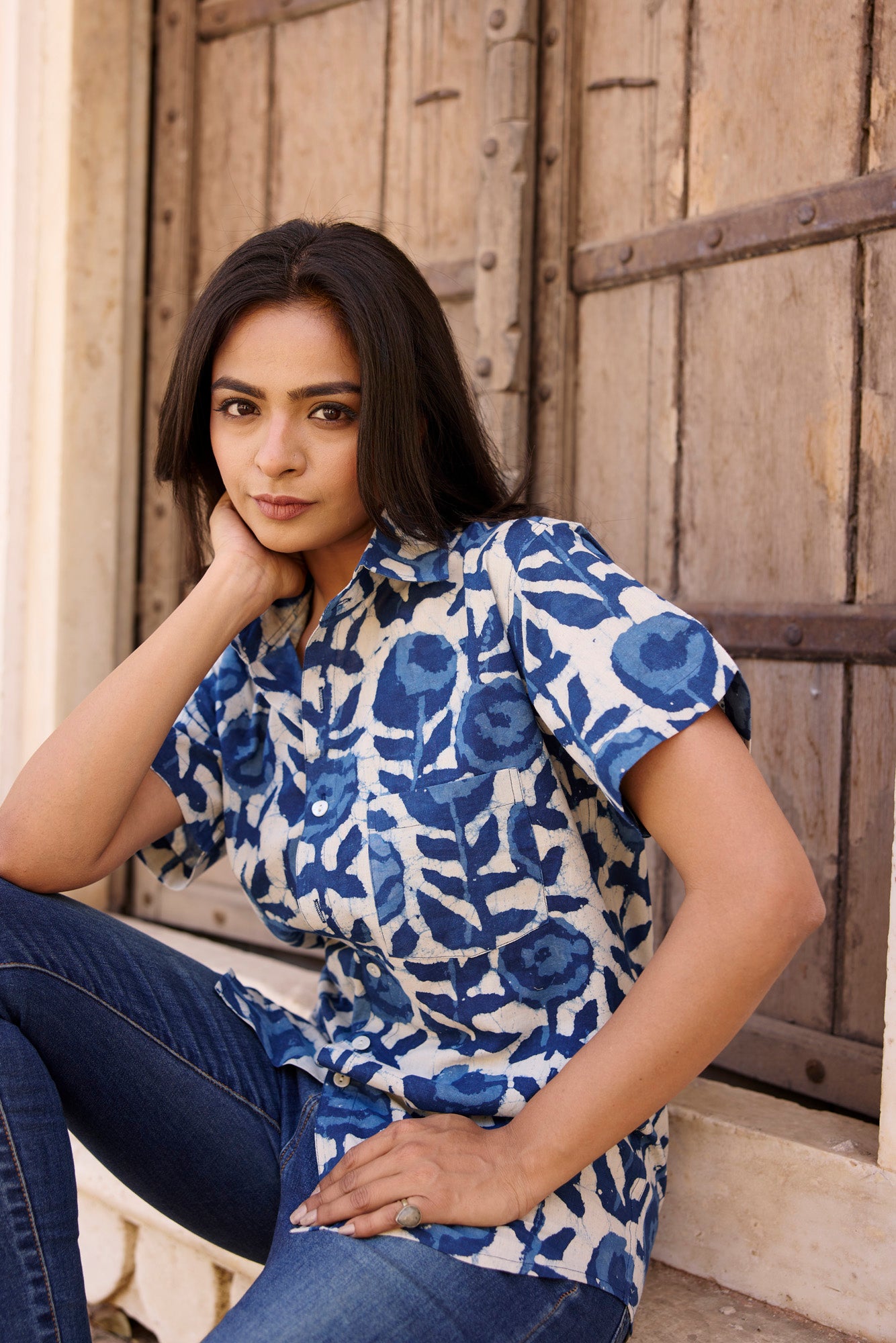 Indigo Flower Women Shirt