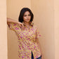 Yellow Print Cotton Women Shirt