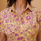 Yellow Print Cotton Women Shirt