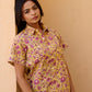 Yellow Print Cotton Women Shirt