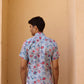 Blue Floral Printed Men Shirt