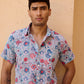 Blue Floral Printed Men Shirt