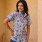 Blue Floral Printed Women Shirt