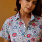 Blue Floral Printed Women Shirt