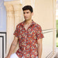 Rust Floral Print Men Shirt