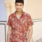 Rust Floral Print Men Shirt