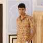 Yellow Print Cotton Men Shirt