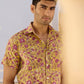 Yellow Print Cotton Men Shirt