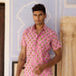 Pink Buta Cotton Men Shirt