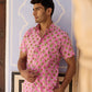 Pink Buta Cotton Men Shirt