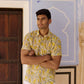 Yellow Floral Jaal Men Shirt