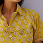 Mustard Boota Print Women Shirt