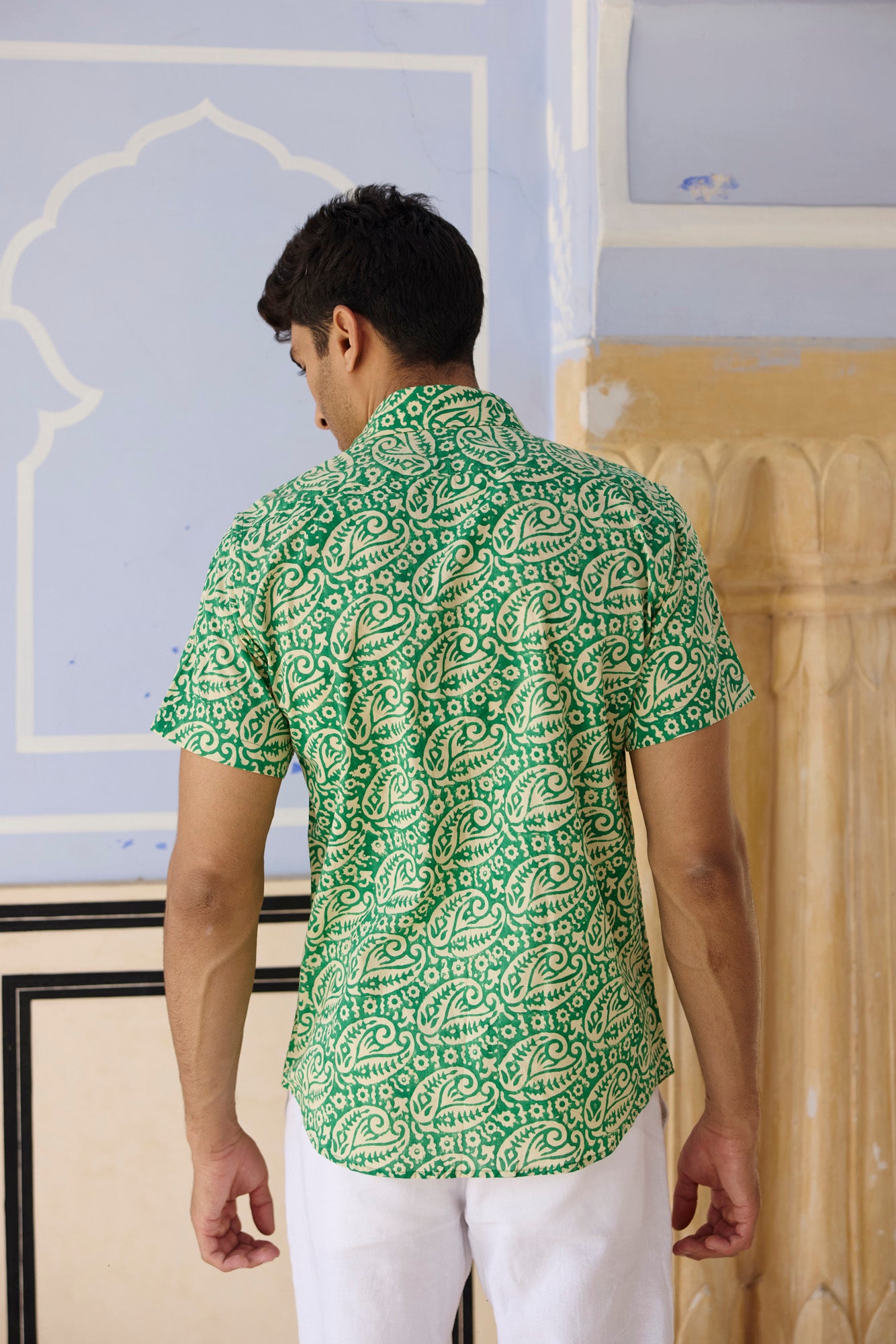 Green Paisley Cotton Men Shirt