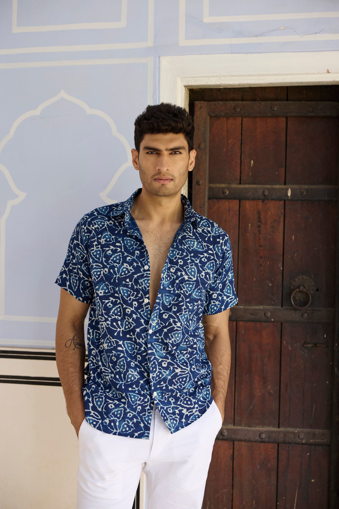 Indigo Cotton Men Shirt