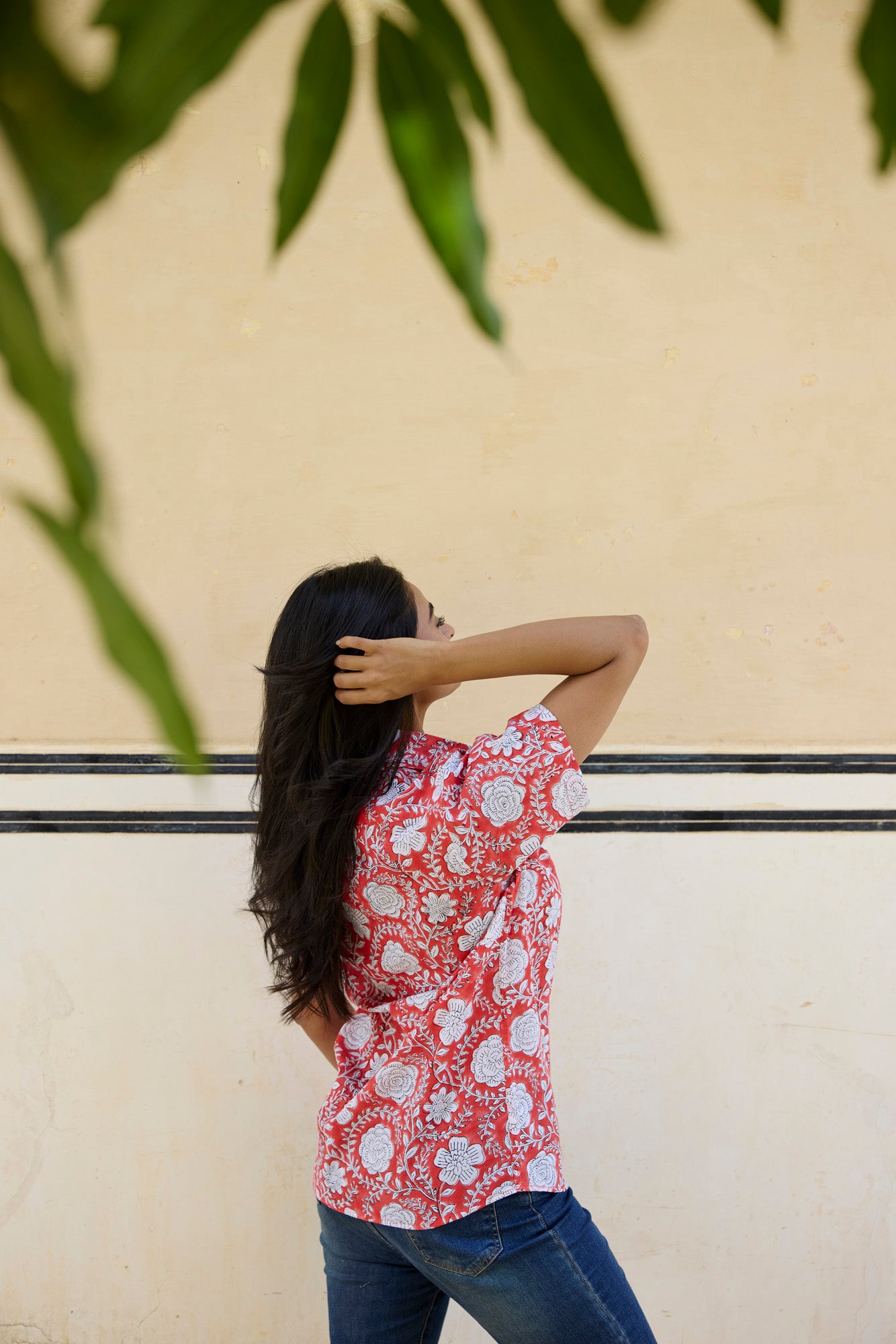 Floral Print Red Women Shirt