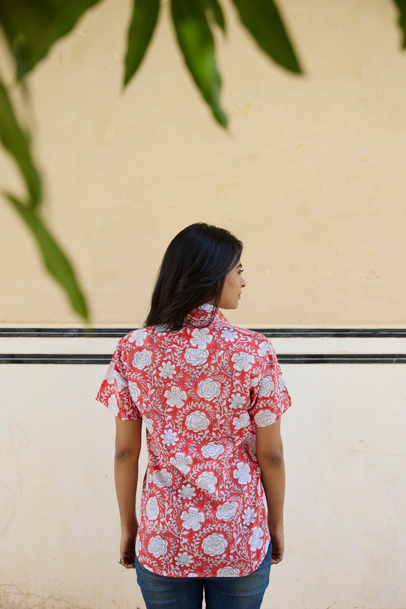 Floral Print Red Women Shirt