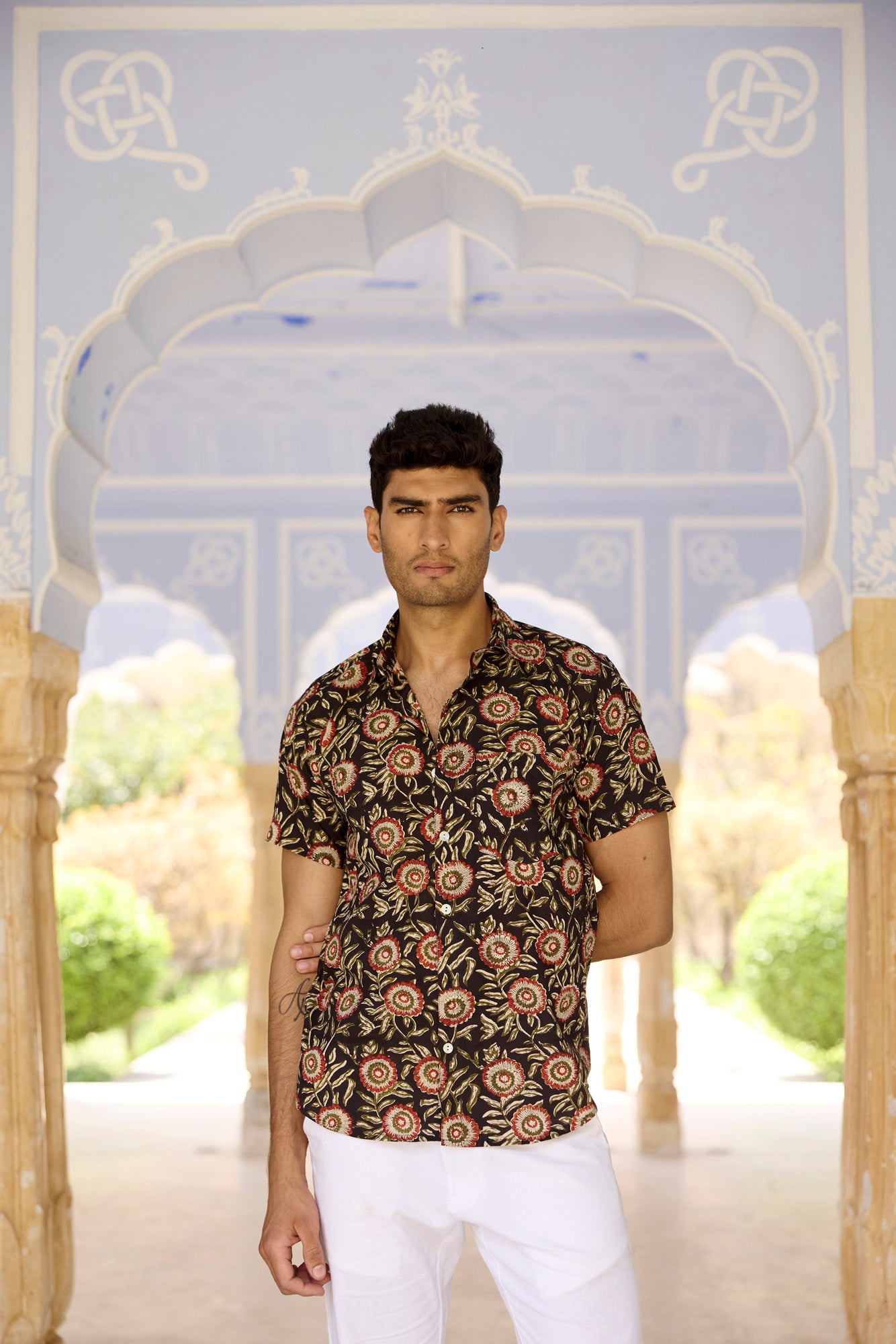 Black Bagru Cotton Men Shirt