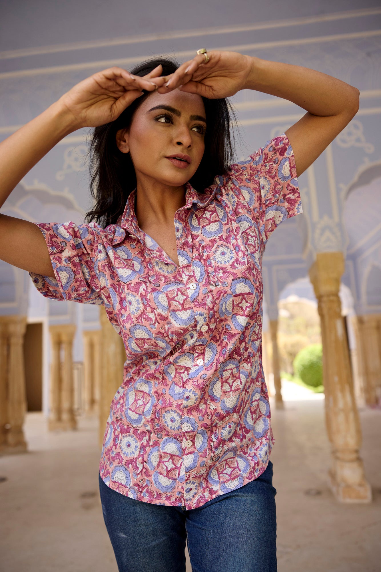 Pink Kaleidoscope Floral Women Shirt