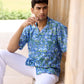 Blue Resort Cotton Men Shirt