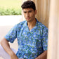 Blue Resort Cotton Men Shirt