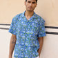 Blue Resort Cotton Men Shirt