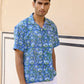 Blue Resort Cotton Men Shirt