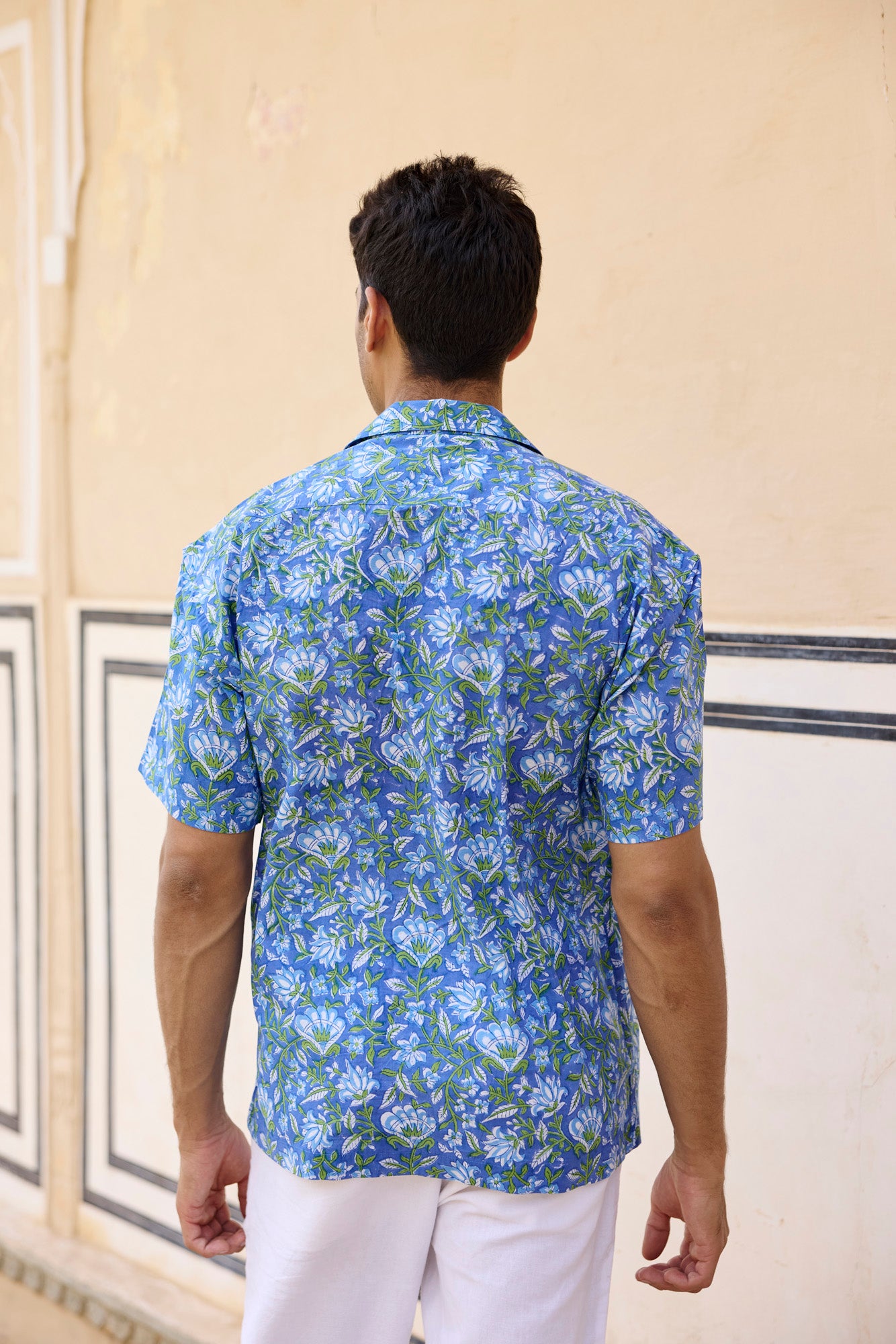 Blue Resort Cotton Men Shirt