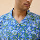 Blue Resort Cotton Men Shirt