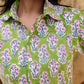 Green Floral Buta Women Shirt