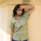 Green Floral Buta Women Shirt